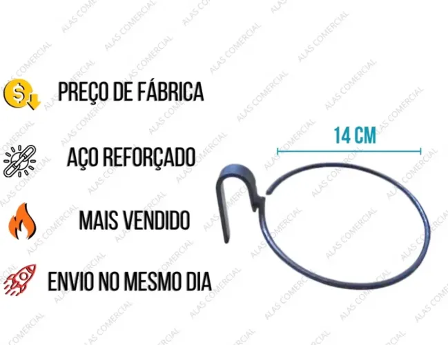 Kit 5 Argolas de Aço - Suporte Reforçado 14cm para Vaso Planta Jardim Vertical Painel