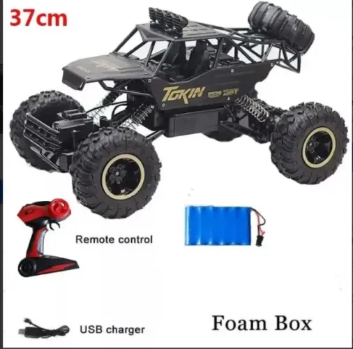 Carrinho Controle Remoto Carro 4ch 4x4 Off Road Jeep Rc 37cm Cor Preto