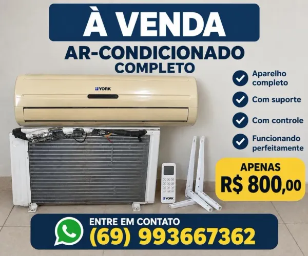 Ar-condicionado YORK, em perfeita condições, valor de 800 reias