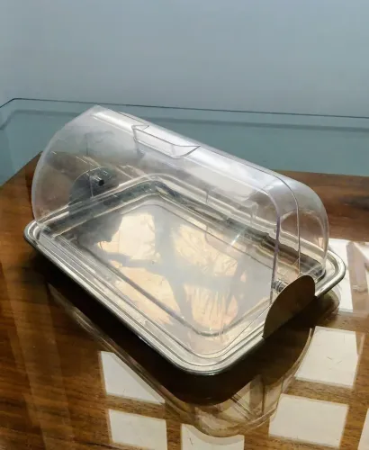Porta Pão Inox com Cúpula Basculante Transparente