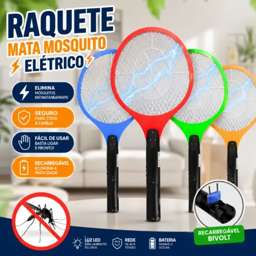 ? Raquete Elétrica Recarregável Mata Mosquito Dengue Pernilongo Mosca Alta Potência