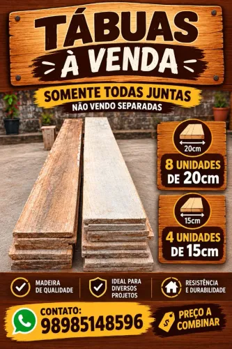 Vende-se tábua para construção de 20cm e 15cm