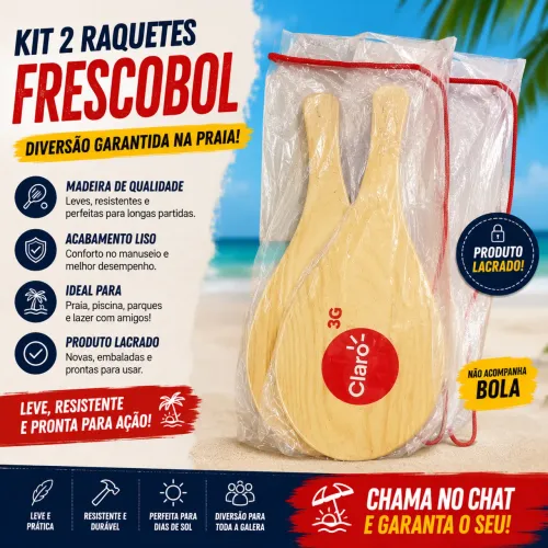 Kit 2 raquetes de frescobol
