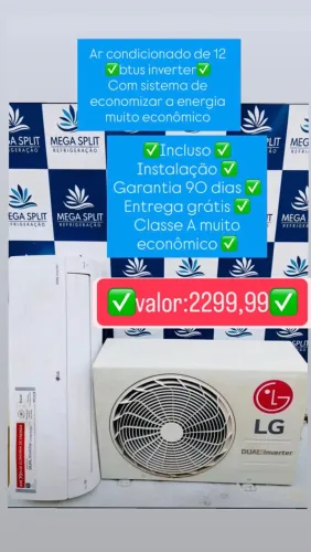 Ar condicionado de 12 btus inverter/ incluso instalação/ garantia/ entrega