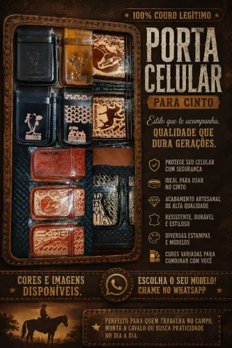 PORTA CELULAR EM COURO LEGÍTIMO!!?
