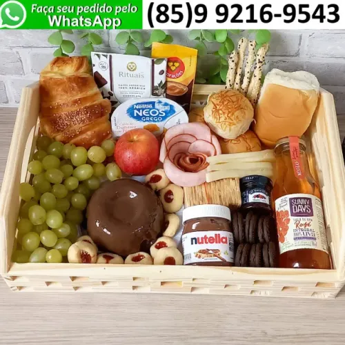 Cesta de Café da Manhã Luxo Premium Croissant Mini Bolo de Chocolate Aniversário