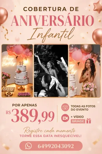 Cobertura fotográfica de aniversário
