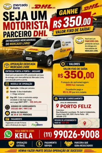 ? *SEJA UM MOTORISTA AGREGADO DHL!*