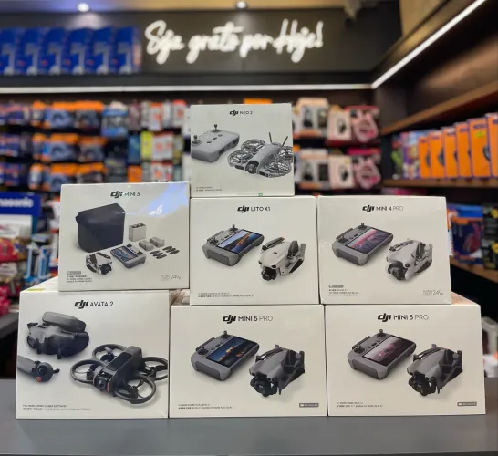 PRODUTOS DA MARCA DJI DISPONÍVEL DRONES/ ESTABILIZADORES/CONTROLES / MICROFONES LAPELA ?