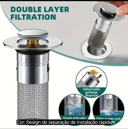 1pc rodo de pia retrátil em aço inoxidável