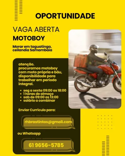 VAGA DE EMPREGO (MOTOBOY)