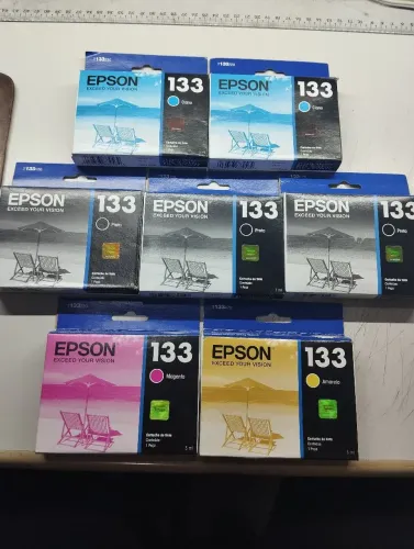 KIT COM 7 CARTUCHOS EPSON 133 - NOVO - ORIGINAL