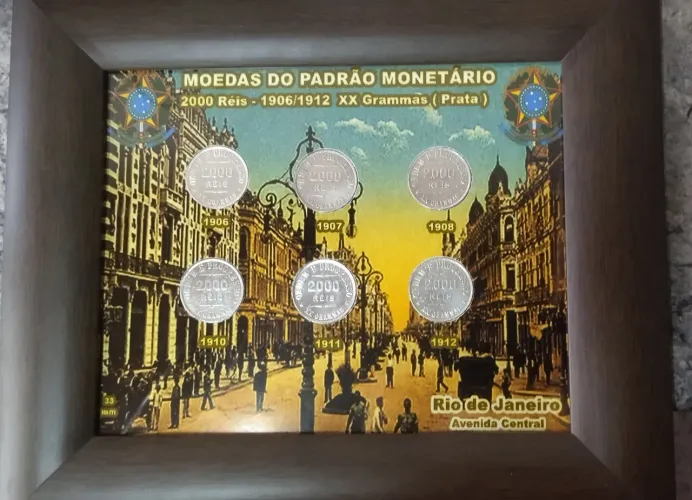 Coleção completa moeda prata XX GRAMMAS no quadro