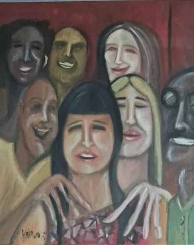 Tela pintada óleo sobre tela 50x60. (Pra reparo, reutilização da tela)