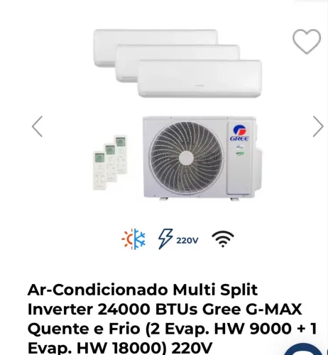 Ar condicinado multisplit GREE (2x9.000+1x18.000)