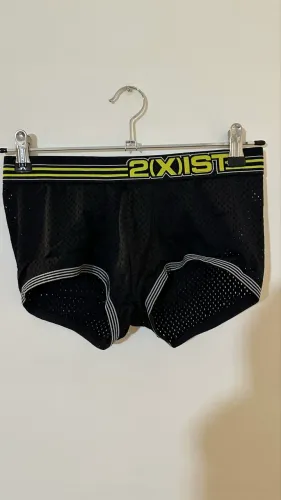 Cueca box masculina 2 (x)ist preta de lycra furadinha tamanho M