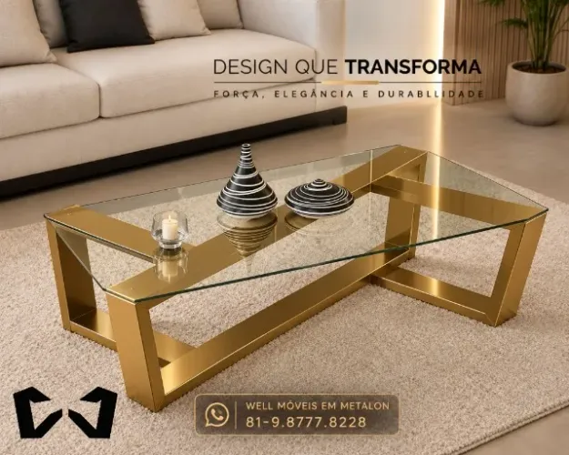 Mesa de metalon compatível com tampo de vidro, mármore, mdf etc