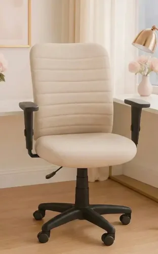 Cadeira De Escritório Ergonômica Bege Apoio Lombar