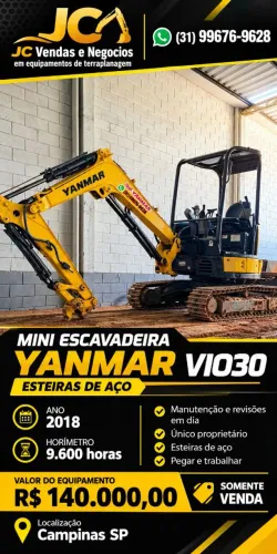 Mini escavadeira Yanmar Vio30 esteira de aço