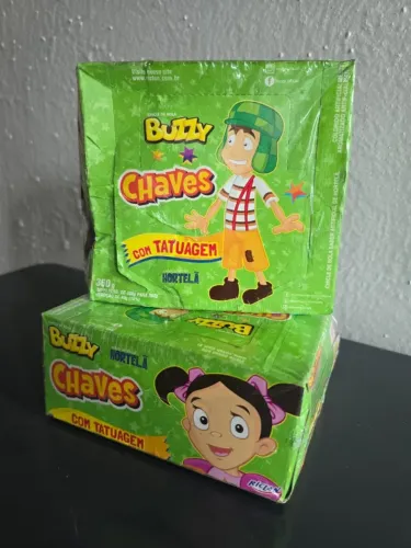 Chiclete Buzzy Chaves Hortelã 360g C/90un Sem Glúten Com Tatuagem (LEIA A DESCRIÇÃO)