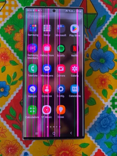 Note 20 ultra 256 GB tela listrada mais funciona tudo
