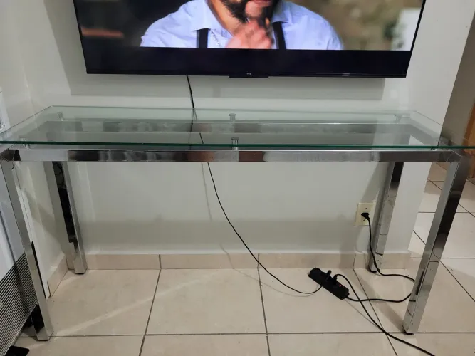 Mesa inox com vidro