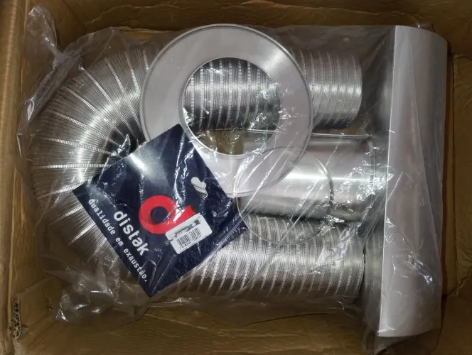 Kit Chaminé para aquecedor 90mm chapéu t, 2 metros de duto, acabamento, abraçadeira 