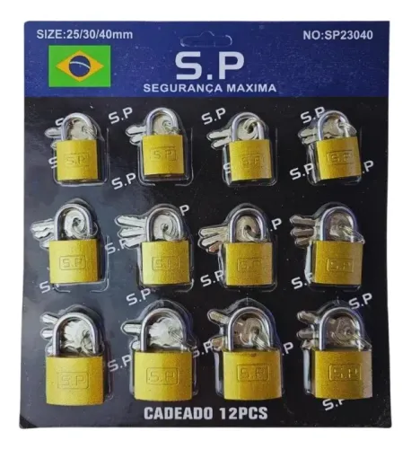 Kit 12 Cadeados SP Segurança Máxima