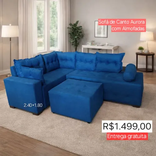 PROMOÇÃO URGENTE - Sofá GIGANTE de CANTO Aurora Azul Disponível 