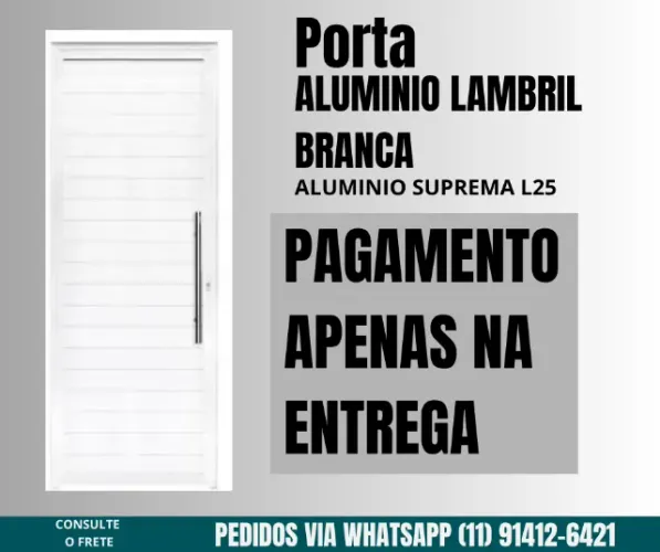 porta 2.10x80 aluminio lambril branca com puxador