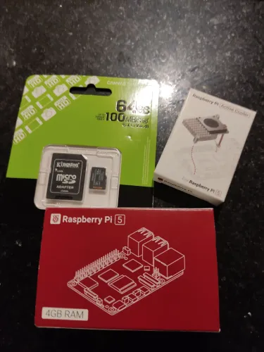 Raspberry pi5 4g+ cartão sd 64 + cooler novo
