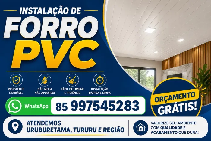 Forro em PVC, instalação e manutenção