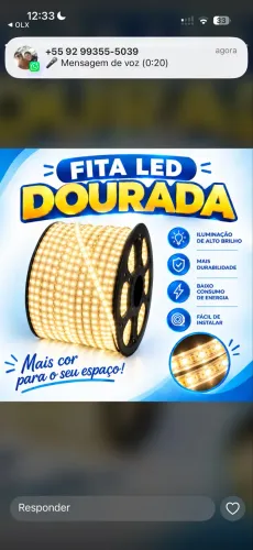 Fita Led dourada por metro