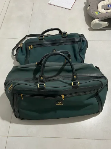 Conjunto bolsa/mala de couro Sansonite 