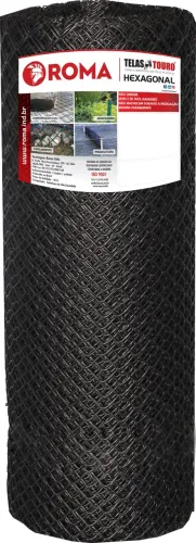 Tela hexagonal, galinheiro, 1 m x 50 m, preta, 9361 ROMA