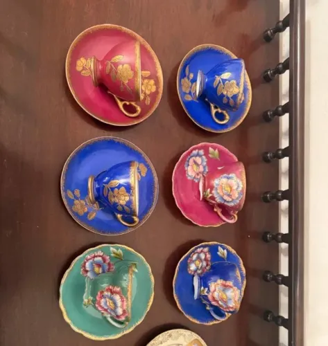 6 Xícaras de Café Porcelana Japonesa Windsor - Pintadas à Mão, Anos 40/50
