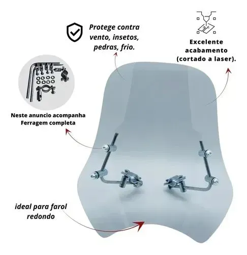 Bolha Parabrisa Universal Para Motos