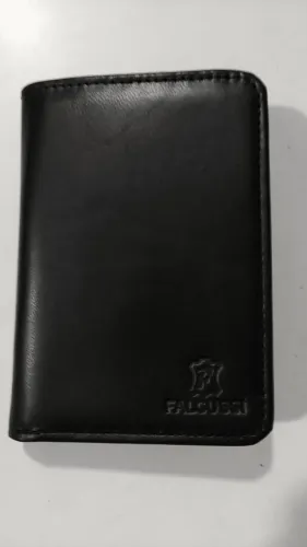 Carteira Masculina Falcussi Cf376 Slim Couro Legítimo Preto