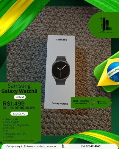 GALAXY WATCH8, 40MM, GRAFITE, LACRADO, EXCLUSIVO!