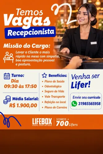 Vaga de Recepcionista 