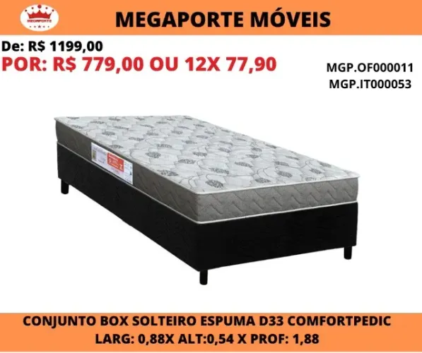 CAMA BOX SOLTEIRO ESPUMA D33