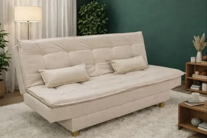 Sofá Cama Premium Bege 1,80m. Pronta Entrega.