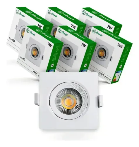 Spot led 7w quadrado 6500k kit 10un