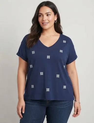 Blusa t-shirt tam G azul Shoulder