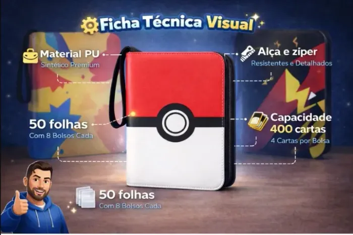 Fichário pokemon Comporta até 400 cartas
