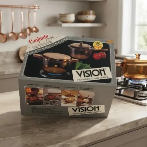 Conjunto Panelas De Vidro Vision 2 Peças Âmbar