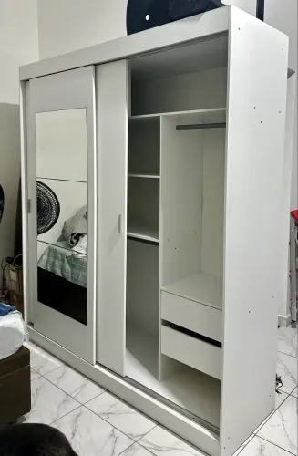 Guarda-Roupa Casal Madesa, 3 Portas de Correr e com Espelho