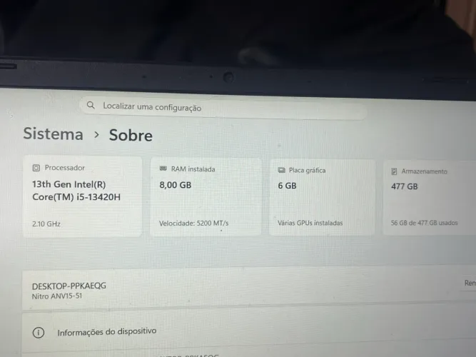 Vendo acer nitro v ou troco por ps5