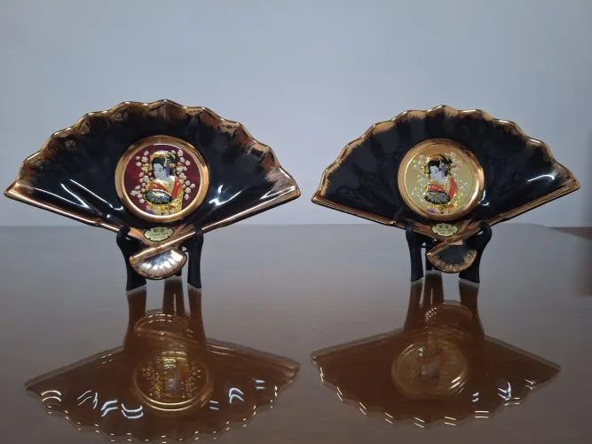 Par de Leques em Porcelana Japonesa Antiga - The Art of Chokin