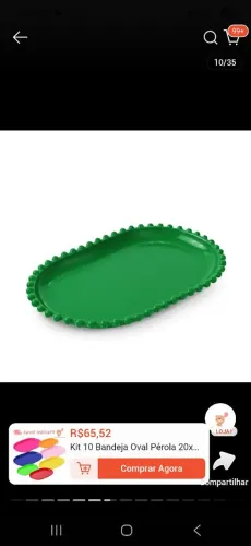 Kit 10 Bandeja Oval Pérola 20x13cm